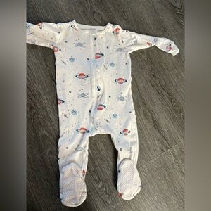 Petit Lem White Footed One-Piece with Red & Blue Planet Print 18 months